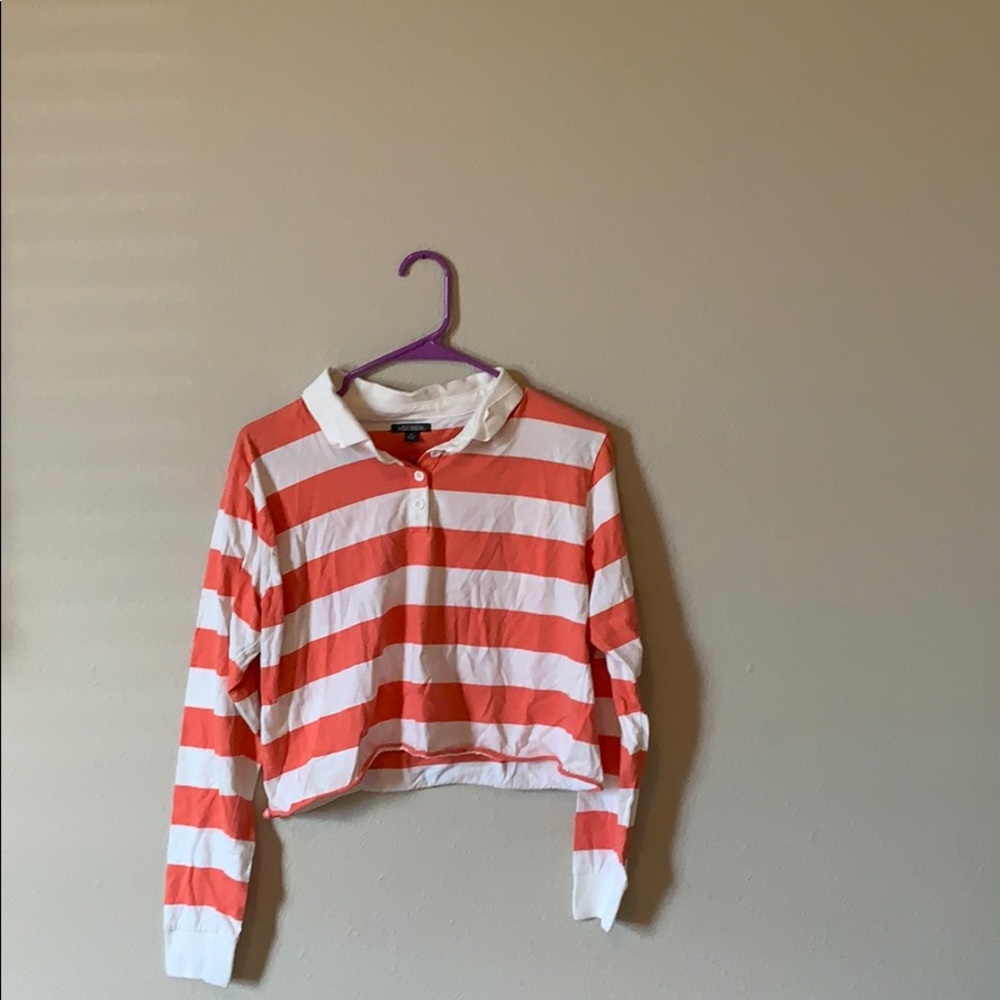 striped collared crop top